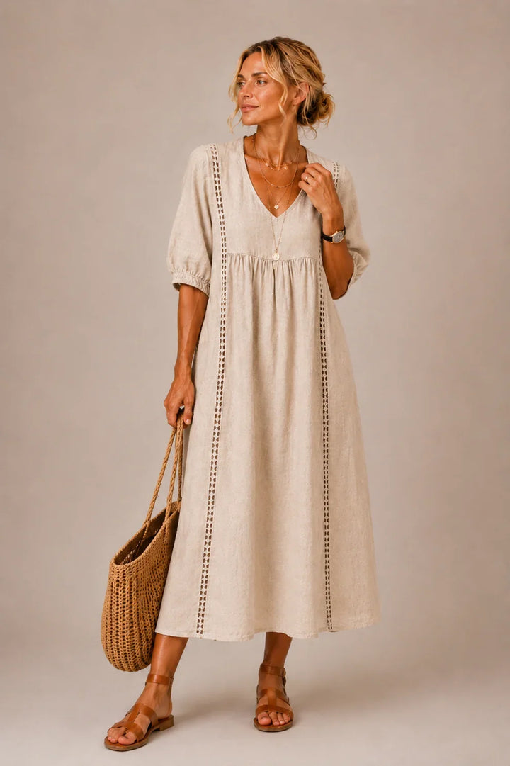 Natasja™ | Tummy-Hiding Midi Dress with V-Neck