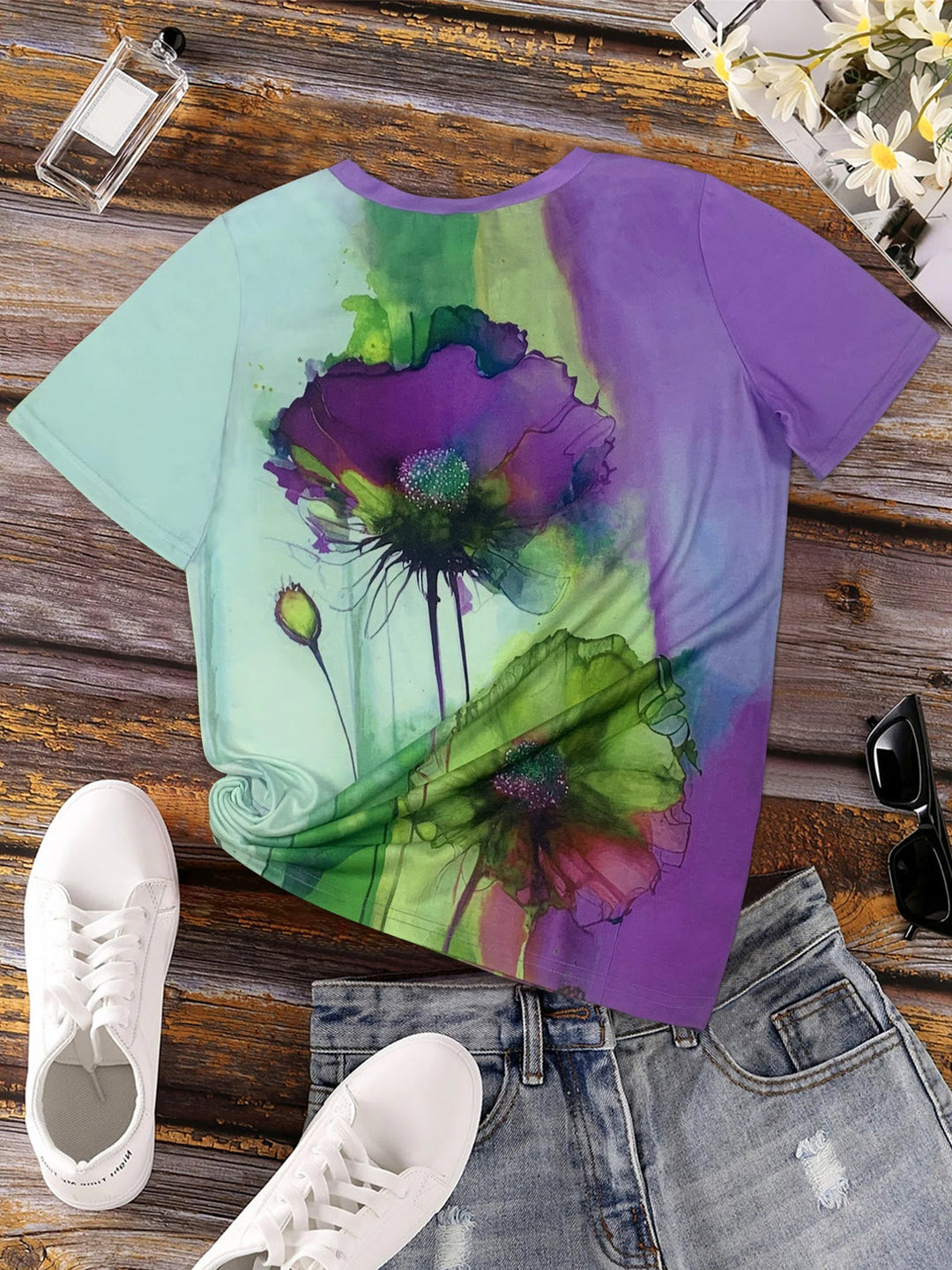Fabienne - Short Sleeve Floral Print T-Shirt