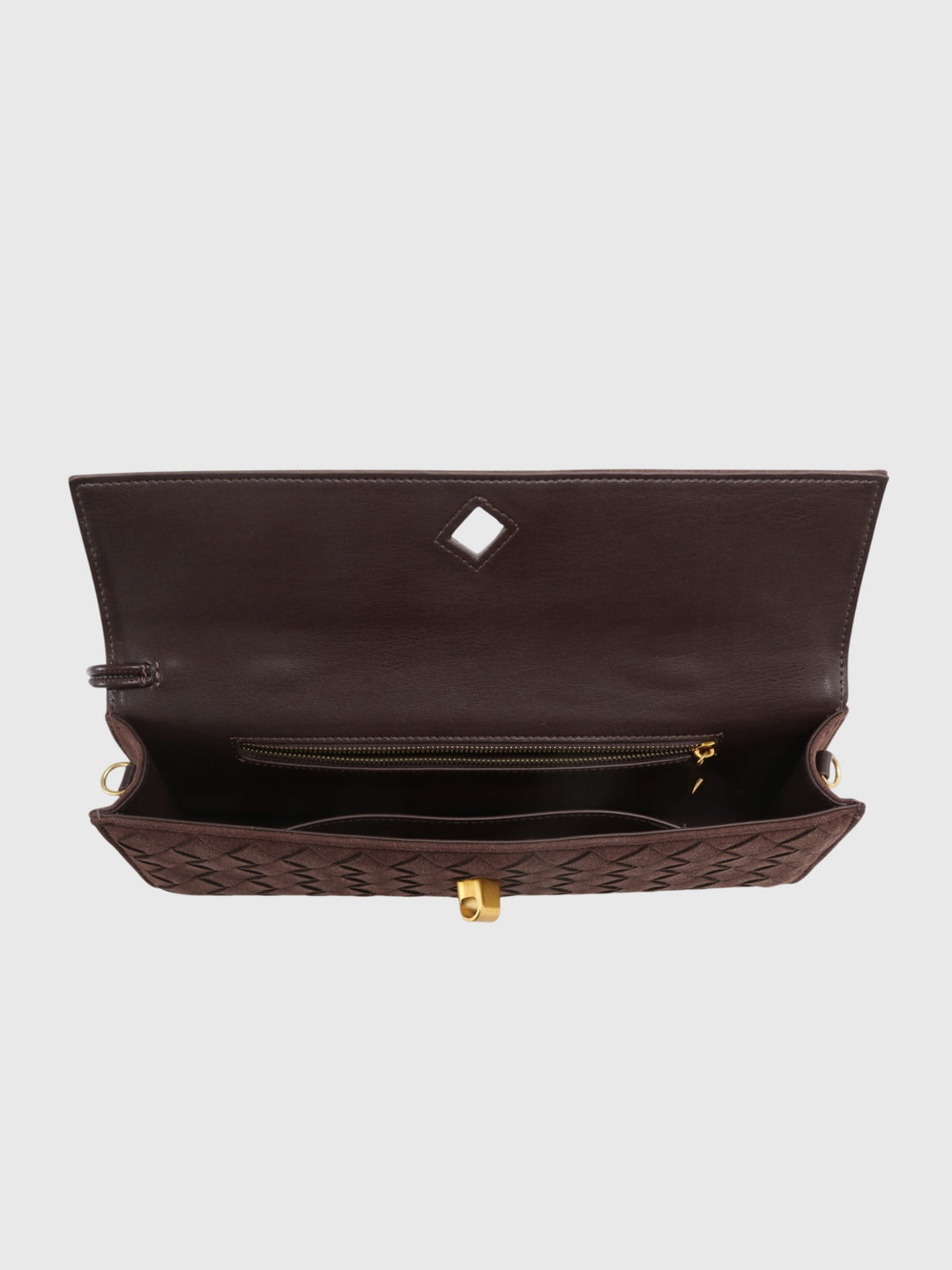 Cherry Luxury Suede Intrecciato Clutch, view 4 - Elena Harper