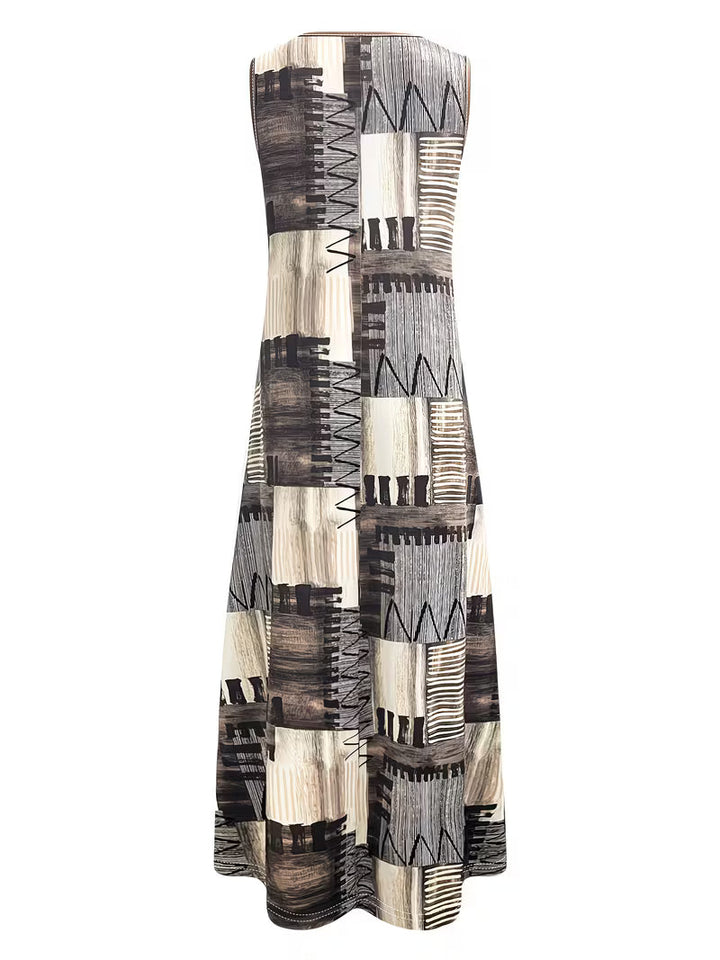 Brigitten Sleeveless Dress with Round Neckline and Pockets, view 3 - Elena Harper