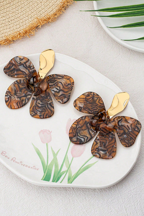 Vintage Acrylic Leopard Petal Earrings