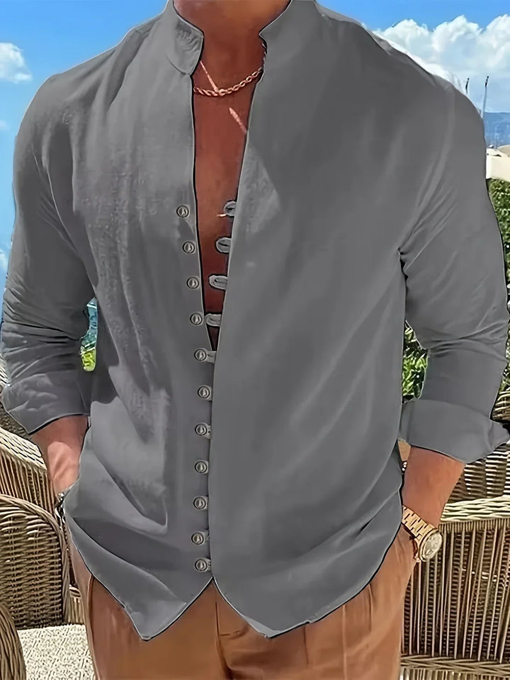 Shayne Lightweight Cotton Linen Shirt with Long Sleeves, view 2 - Elena Harper