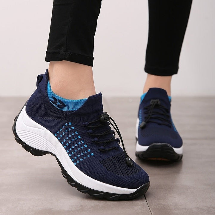 Claudia Comfortable and Supportive Supportive Comfort Knit Platform Sneakers - Elena Harper