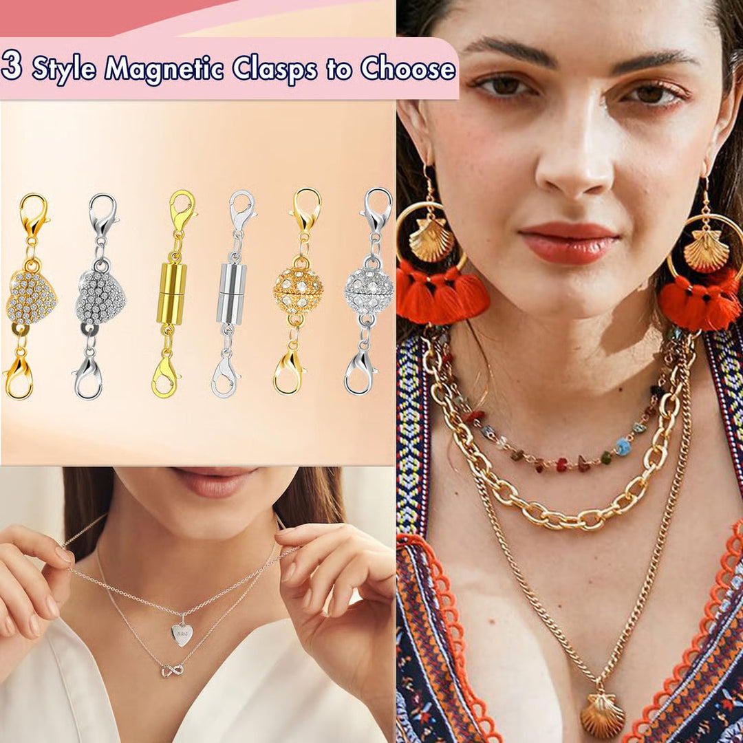 Claspella Magnetic Necklace Clasp Connectors, 12 Pcs - Elena Harper