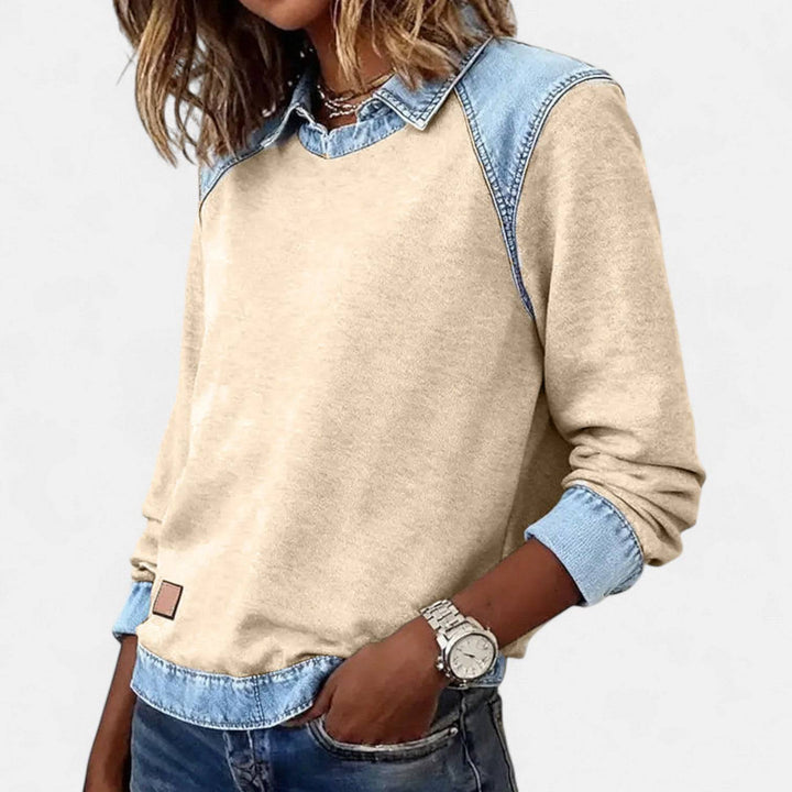 Emma & Rose Cape Town Zailah™ sophisticated sweater blouse, stylish long-sleeve shirt with elegant design and soft fabric.