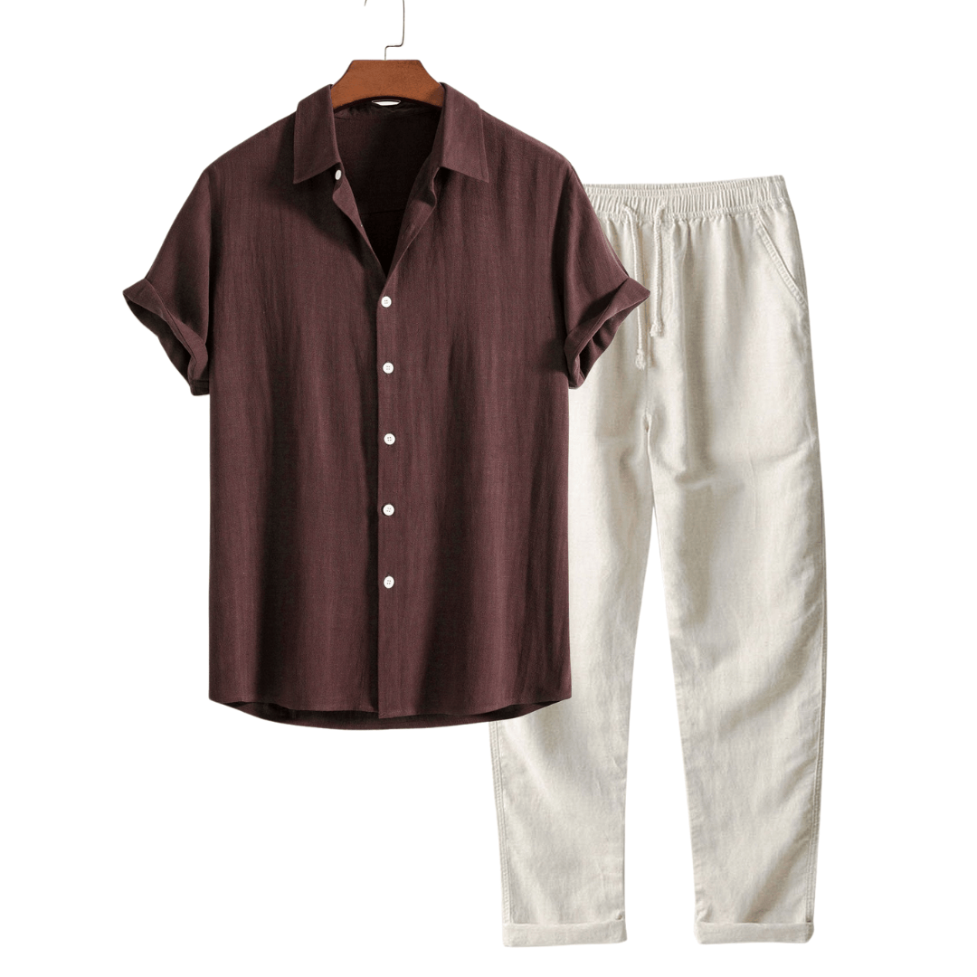 Reinier™ short-sleeved summer set for kids featuring a lightweight top and matching shorts, designed by Emma & Rose Manhattan.