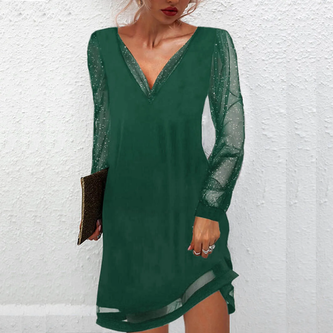 AvaBella Elegant V-Neck Dress - Elena Harper