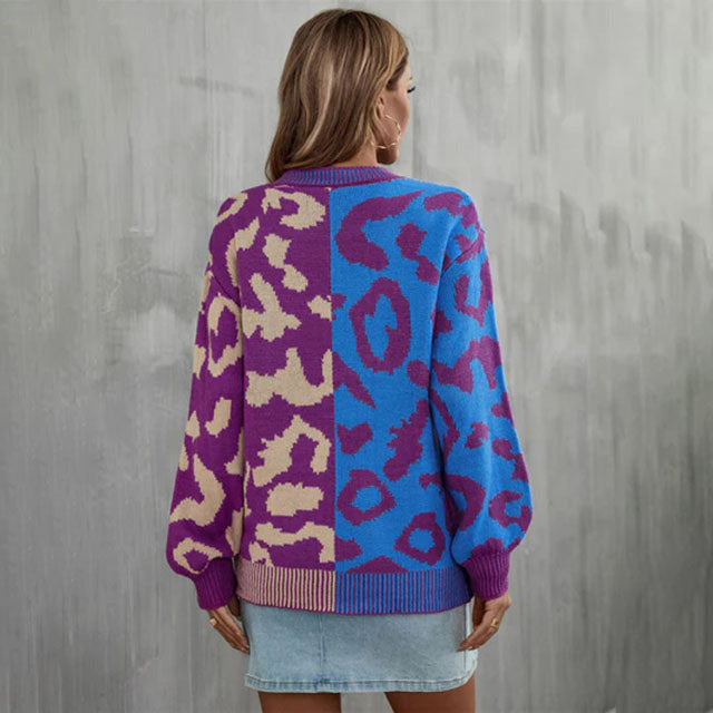 Casual Leopard Patchwork Pull