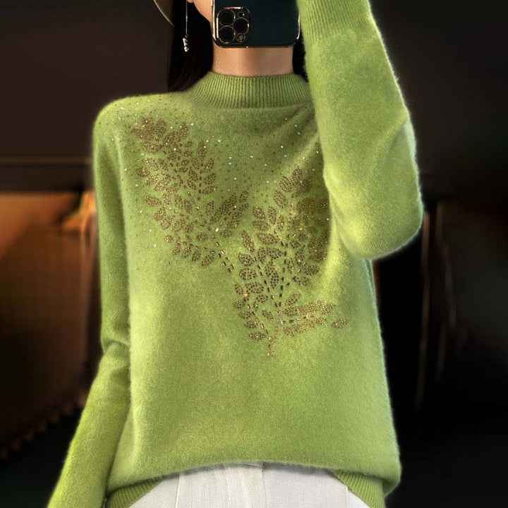 Knit Pullover with Leaf Pattern