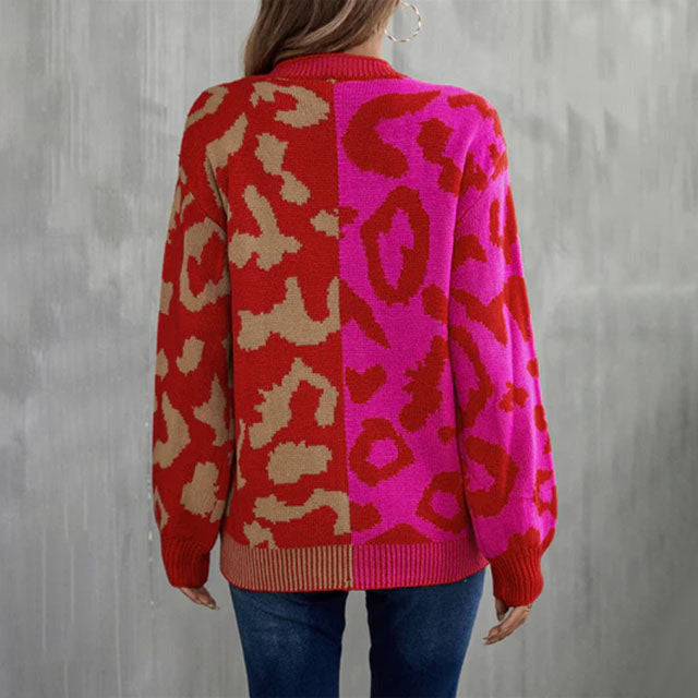 Casual Leopard Patchwork Pull