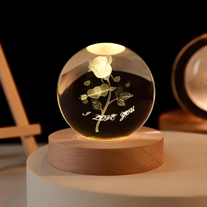 Glowing Crystal Ball with 3D Engraving Night Light