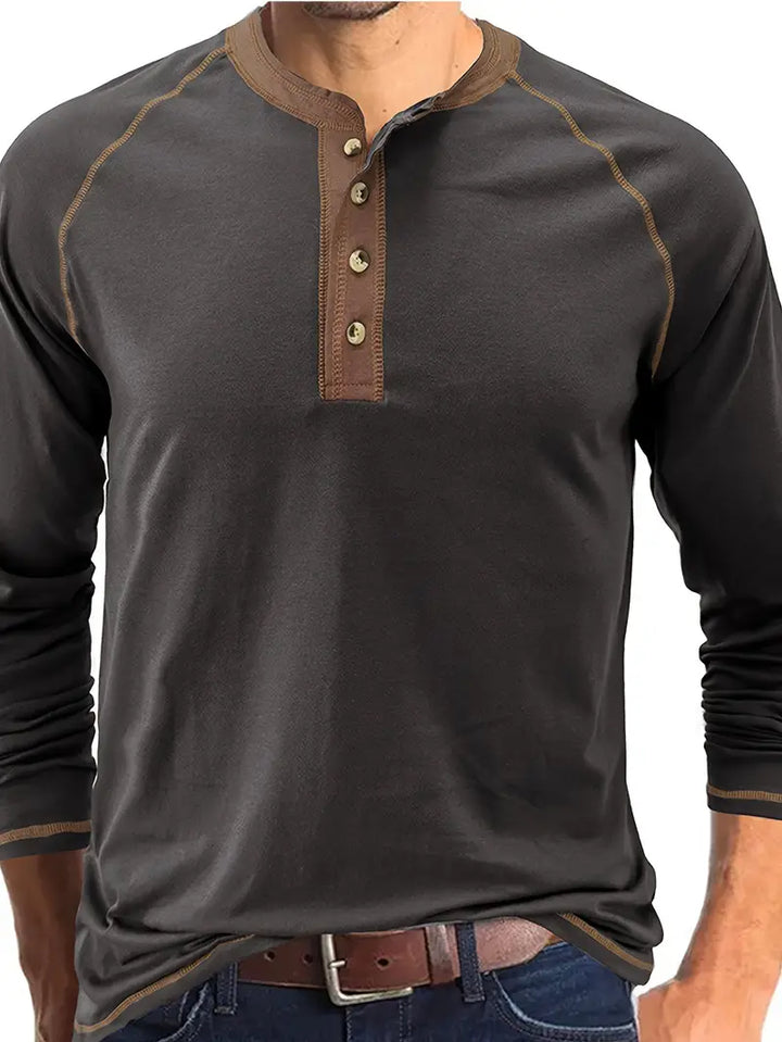 Simone Elegant Cotton Henley, view 6 - Elena Harper