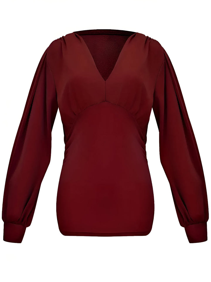 Caylee - Tailored Casual Blouse with Lantern Sleeves