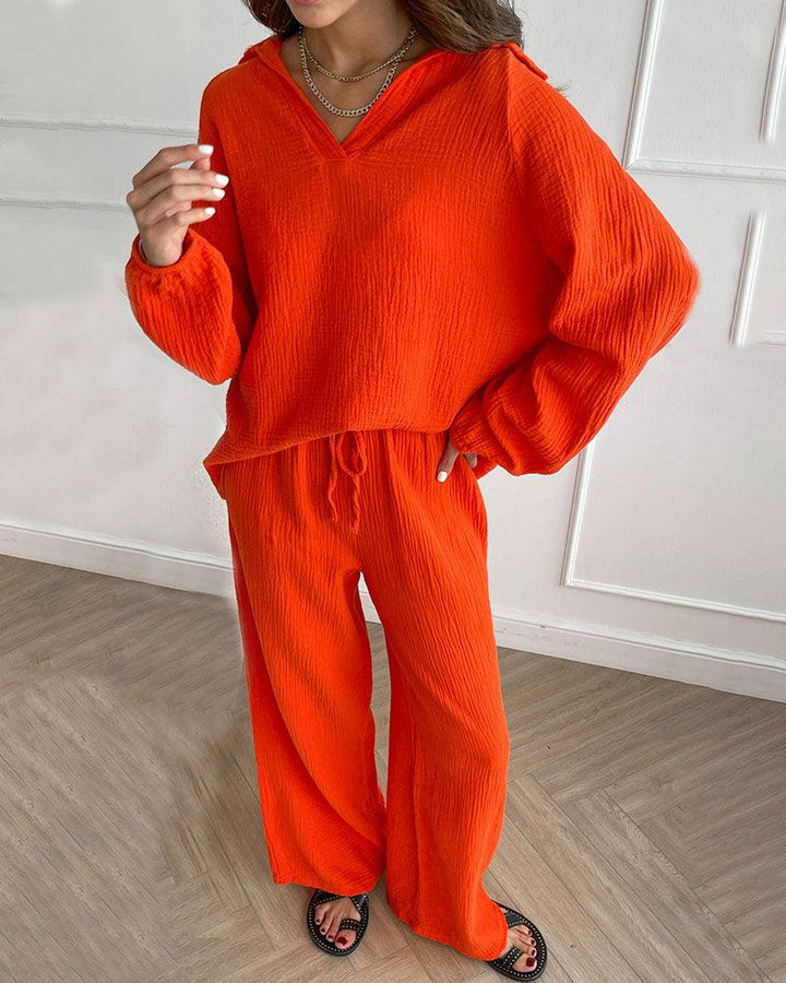 Autumn V-Neck Casual Set - Elena Harper
