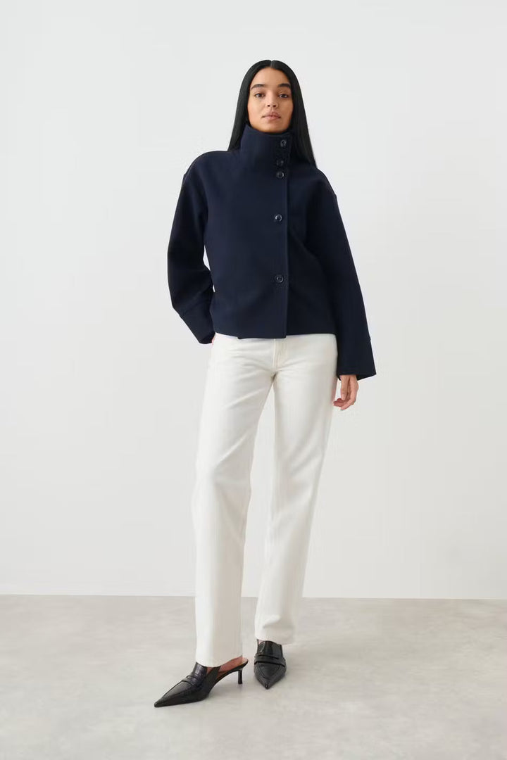Dahlia Fashionable Short Coat with Elegant Collar, view 7 - Elena Harper