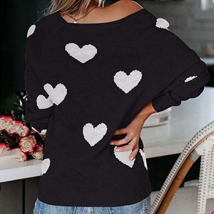 Heart Pattern Knit Pullover