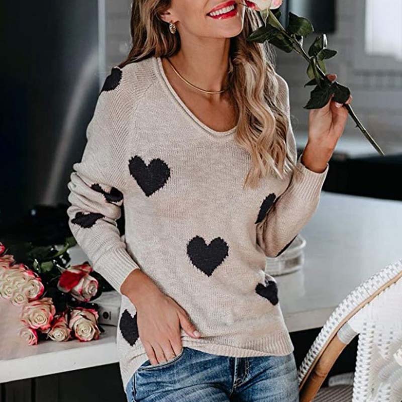 Heart Pattern Knit Pullover