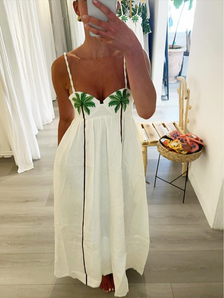 Palm Oasis Slip Dress, view 2 - Elena Harper