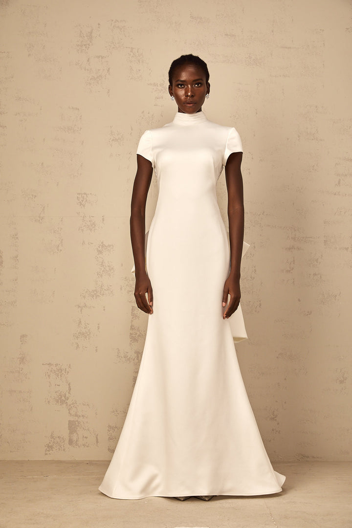 Anelis Statement Bow Mermaid Maxi Dress, view 7 - Elena Harper