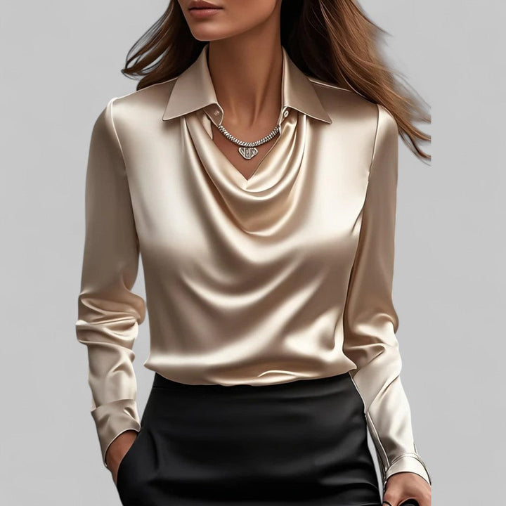 DRAPED SATIN BLOUSE FOR WOMEN