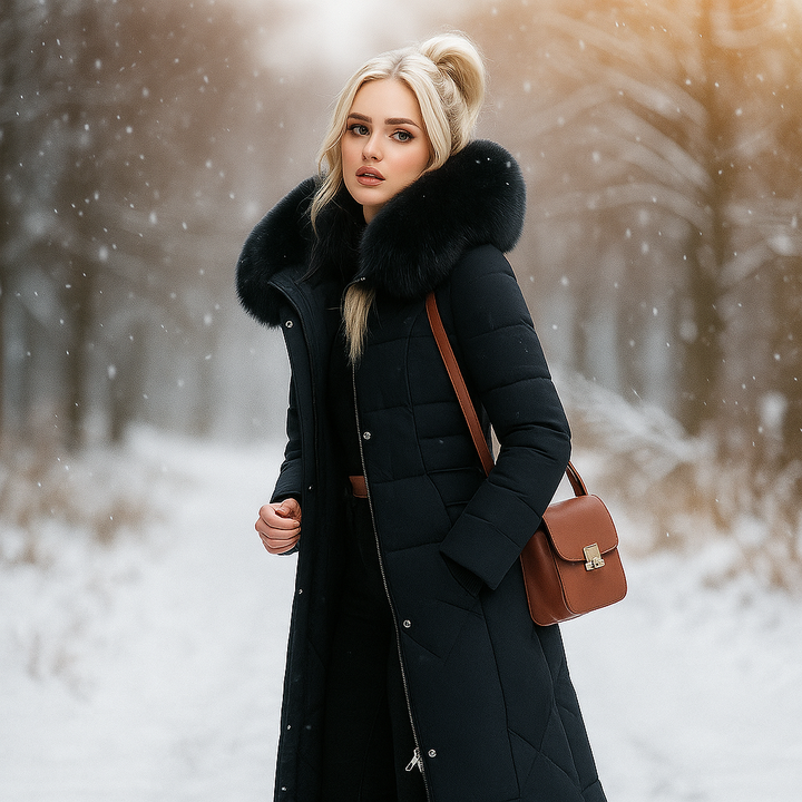 Long Quilted Coat with Hood - Isolde