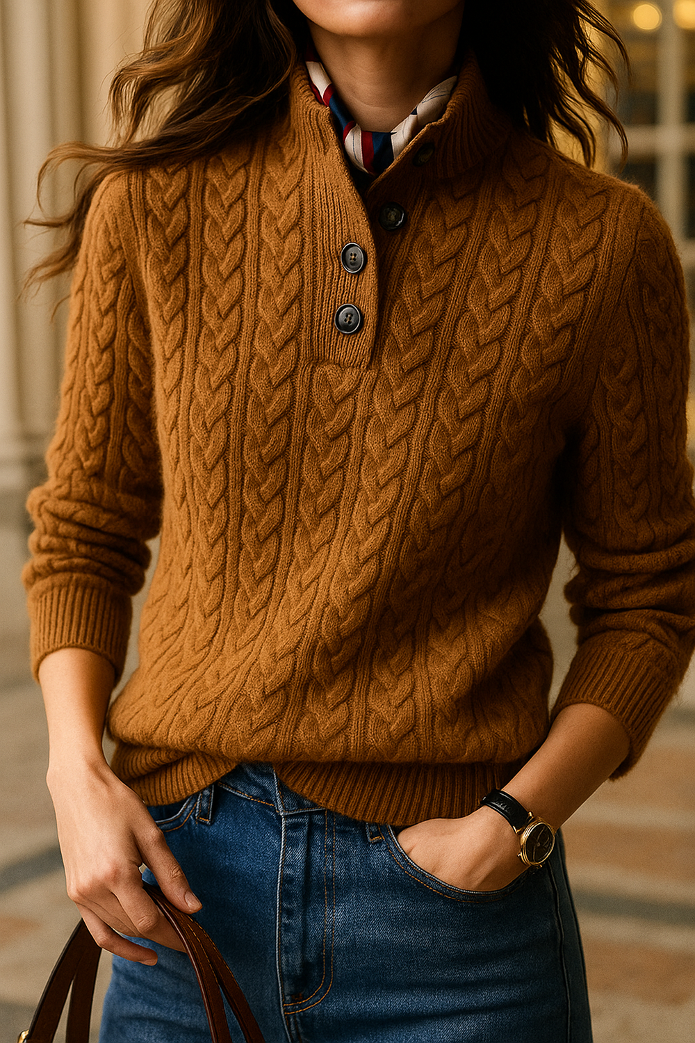 Arden Button-Up Sweater - Elena Harper