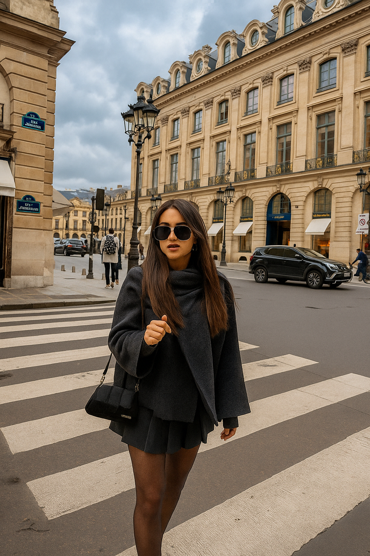 Elegant Cape Scarf for Women – Oversized Asymmetrical Knit Coat