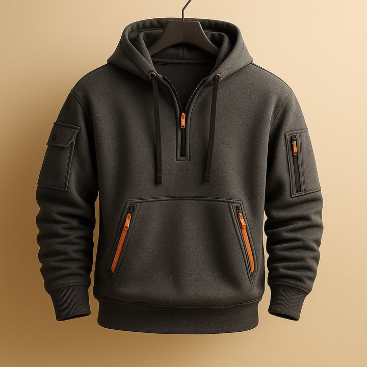 LAURENT MONACO | MEN'S FLEECE HOODIE WITH HALF-ZIP