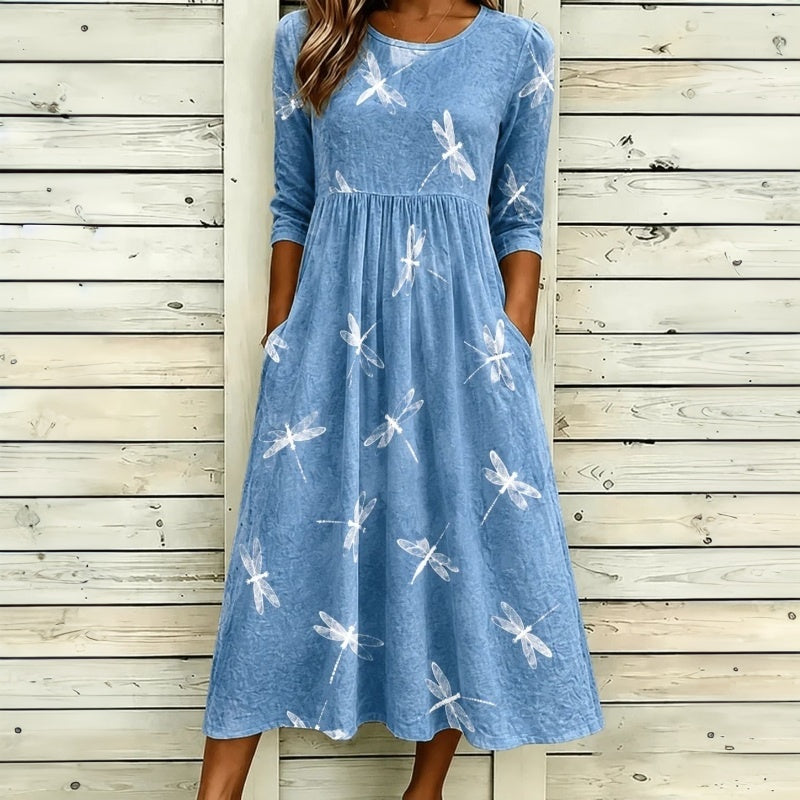 Casual Dragonfly Print Dress