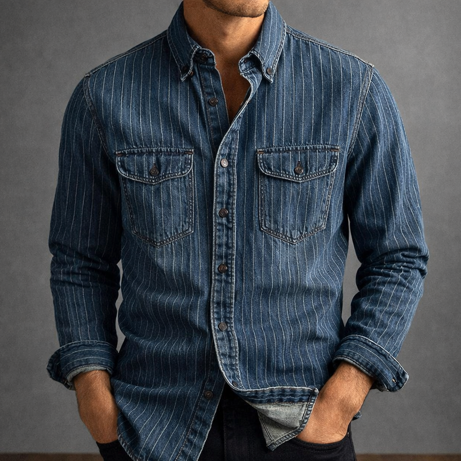 Striped Long Sleeve Shirt for Men - Elena Harper