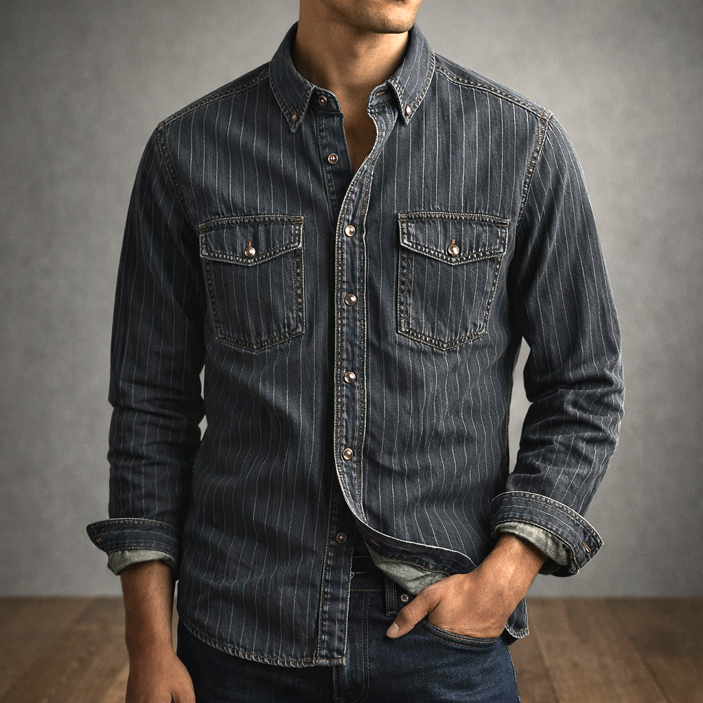 Striped Long Sleeve Shirt for Men - Elena Harper