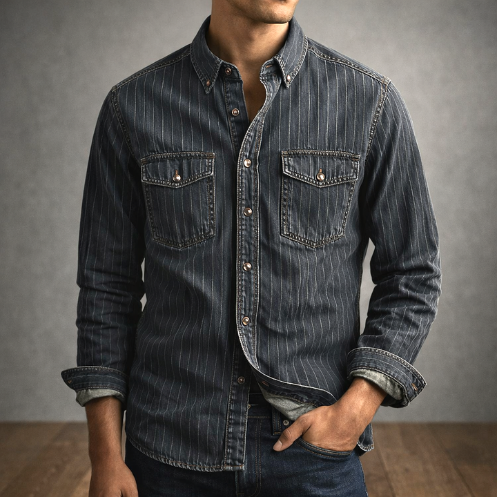 Striped Long Sleeve Shirt for Men - Elena Harper