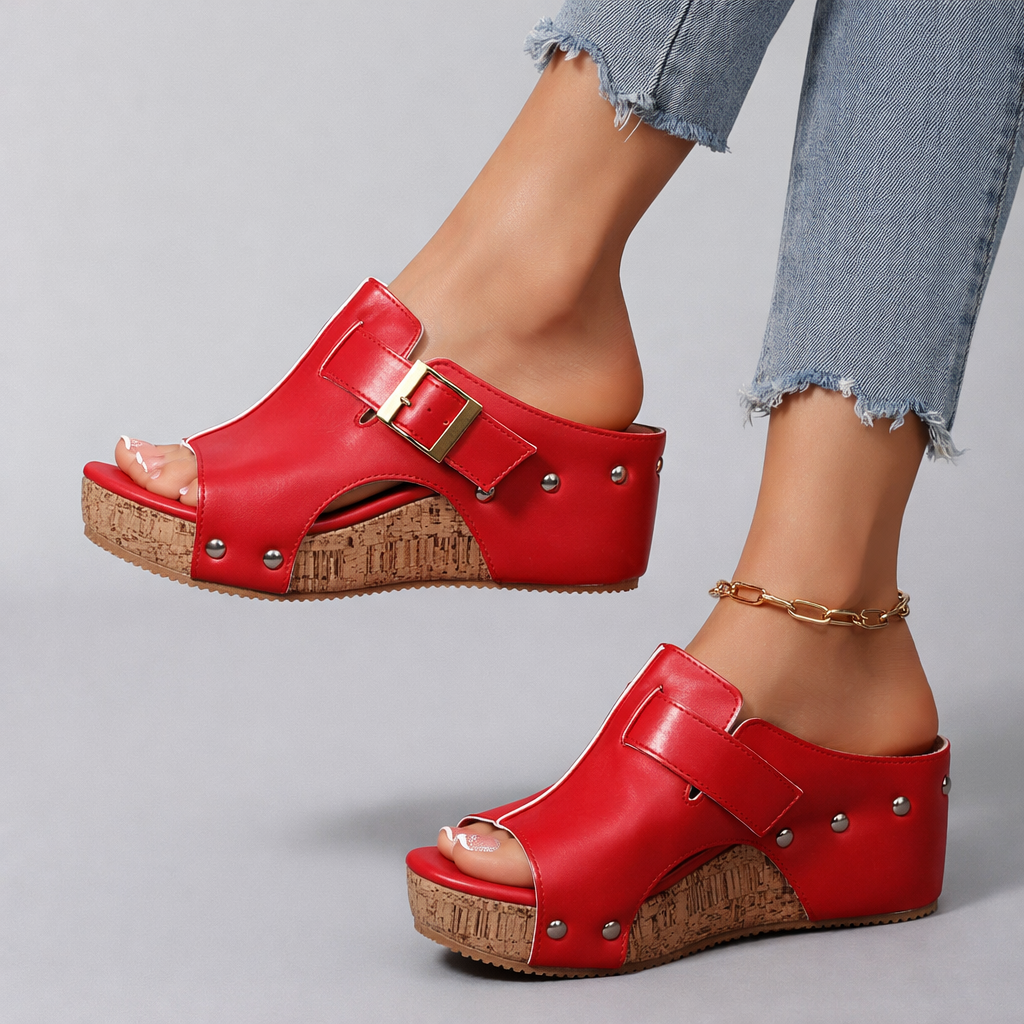 CASSIA™ | Leather Wedge Sandals
