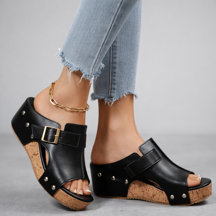 CASSIA™ | Leather Wedge Sandals