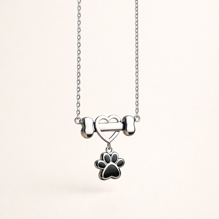 Delicate Dog Paw Pendant in Stainless Steel - Elena Harper