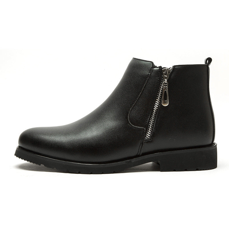 Men's Leather Ankle Boots with Side Zipper - Adrian