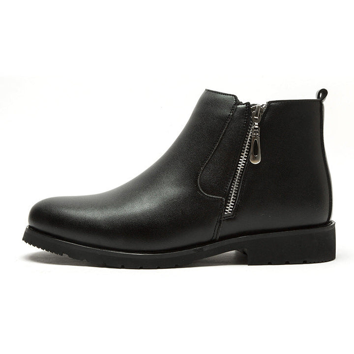 Men's Leather Ankle Boots with Side Zipper - Adrian