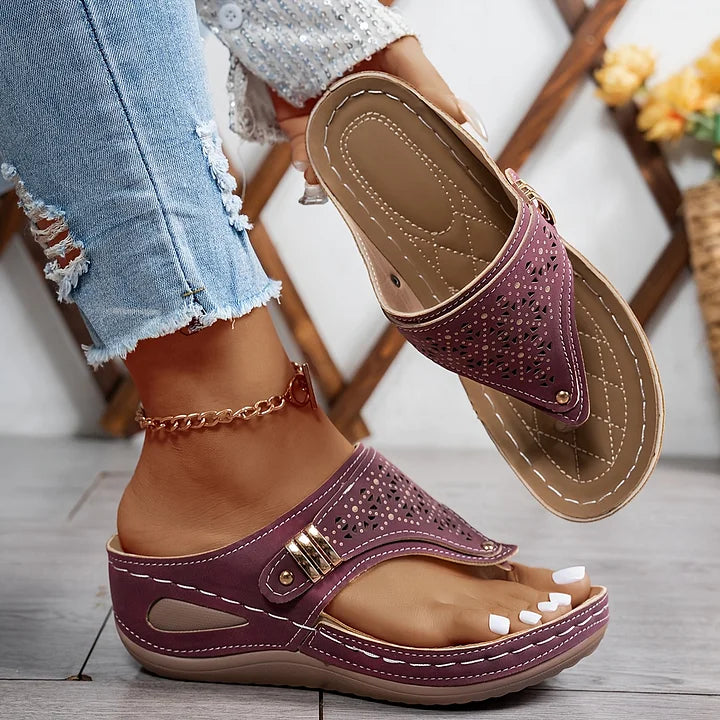 Anazza Comfortable Everyday Sandals with Wedge Heel, view 2 - Elena Harper