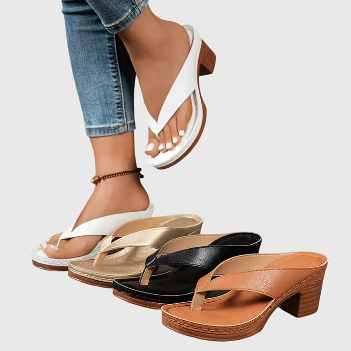 Women's Orthopaedic Sandals with Mid Height Heel for Summer
