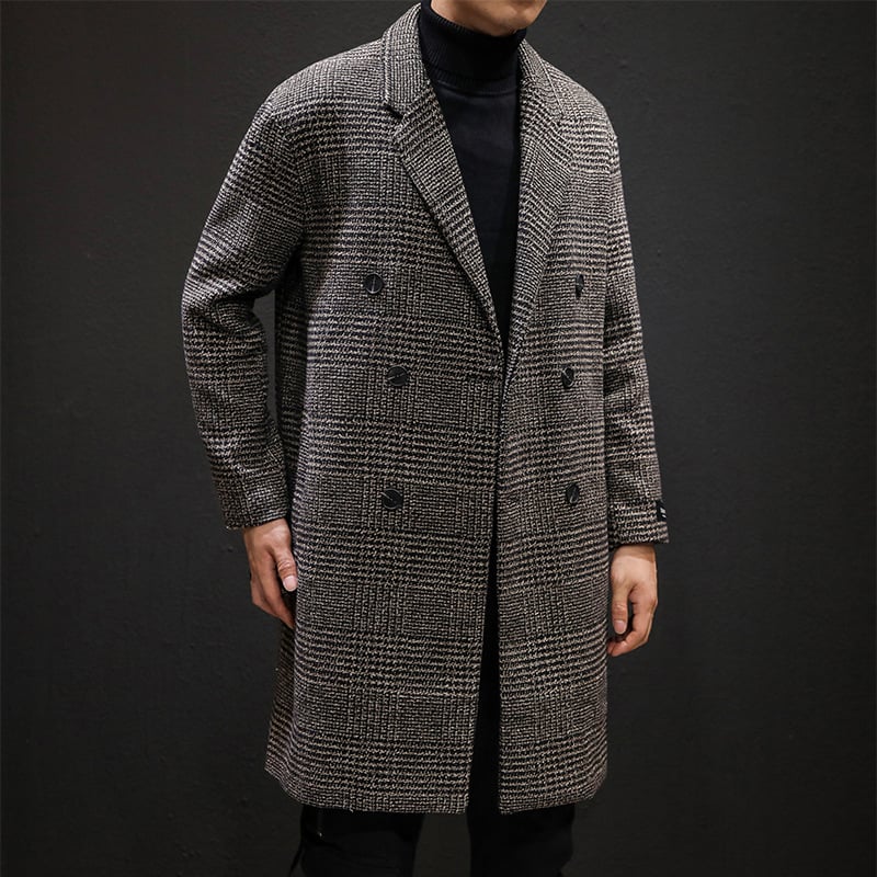 Men's wool effect coat with classic pattern - Ervahn