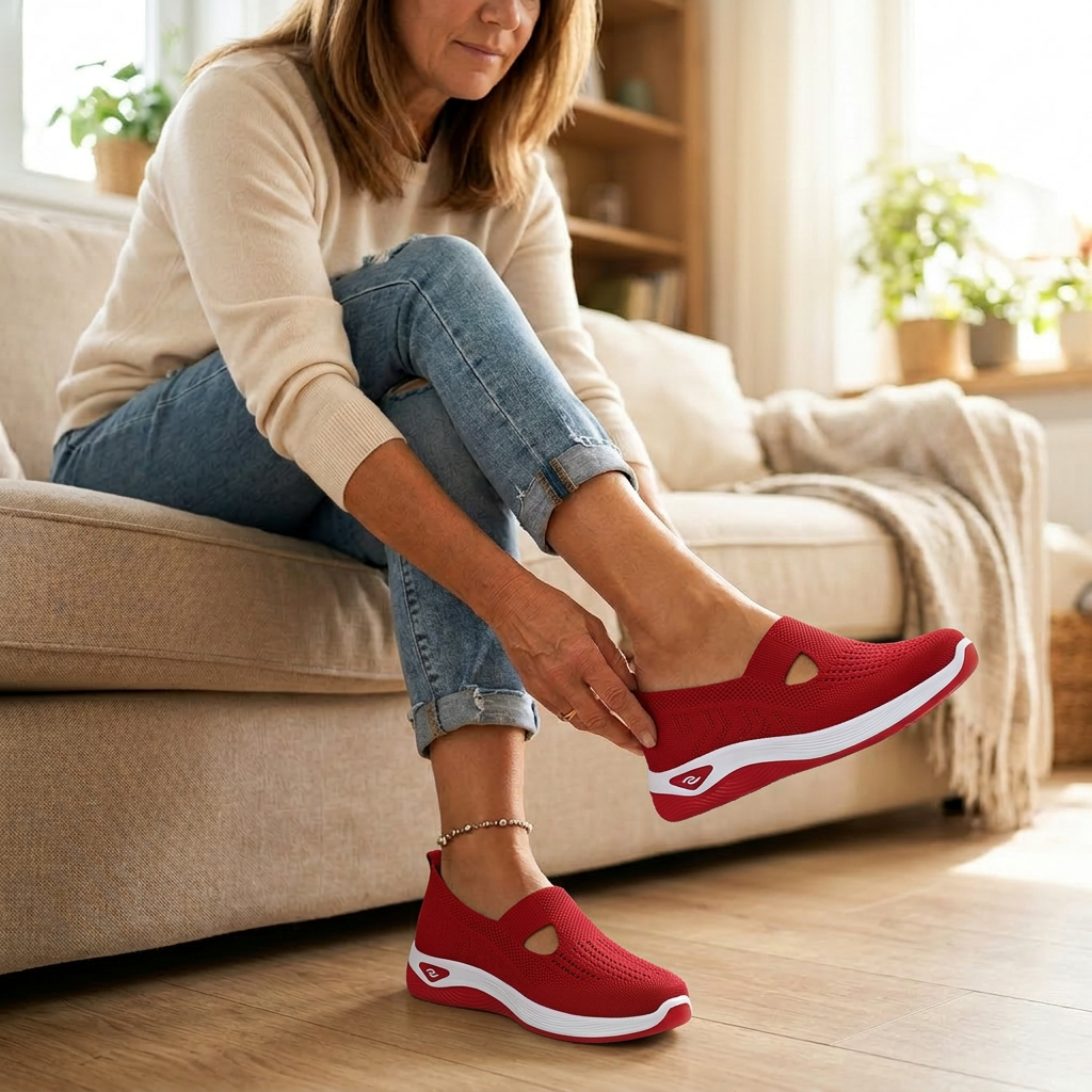 Amelia Breathable Slip-On Sneakers with Cushioned Platform Sole, view 7 - Elena Harper