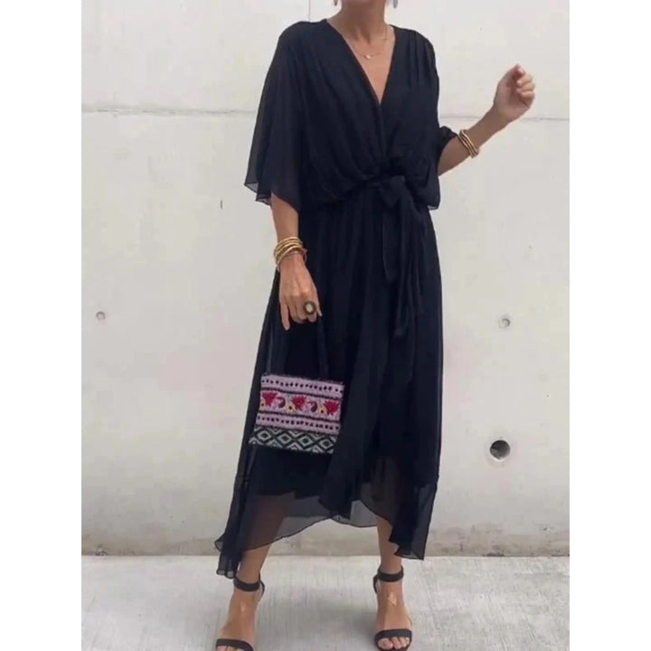 Camila | Women's midi dress with V-neck and belt