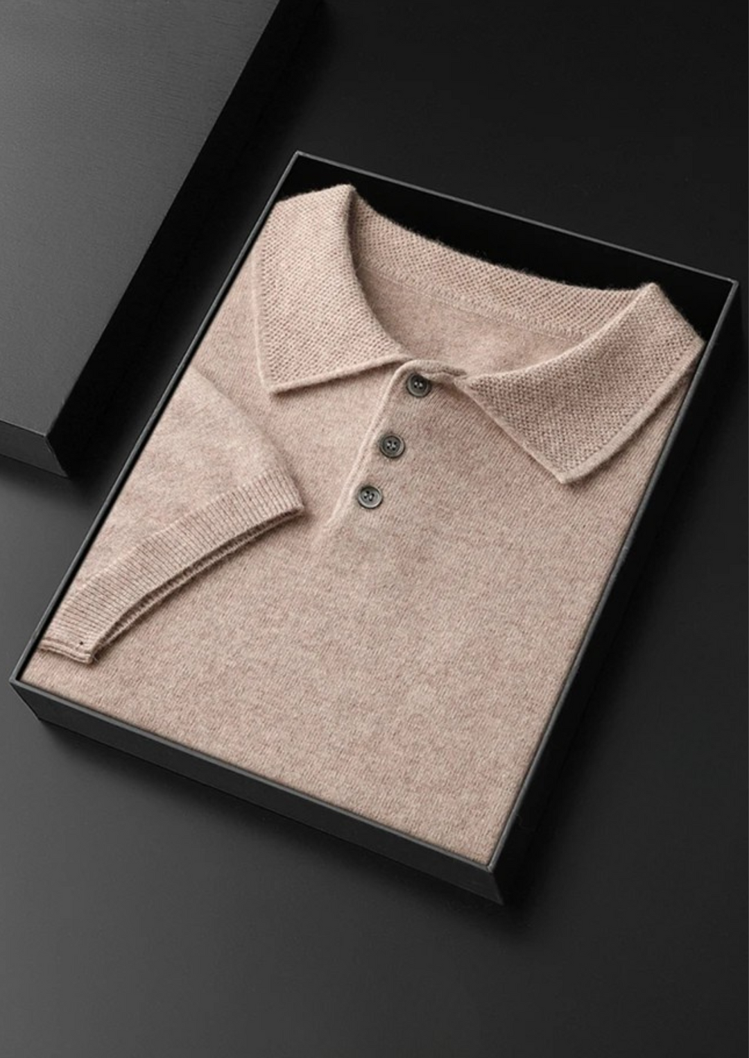 100% CASHMERE CLASSIC POLO SHIRT.