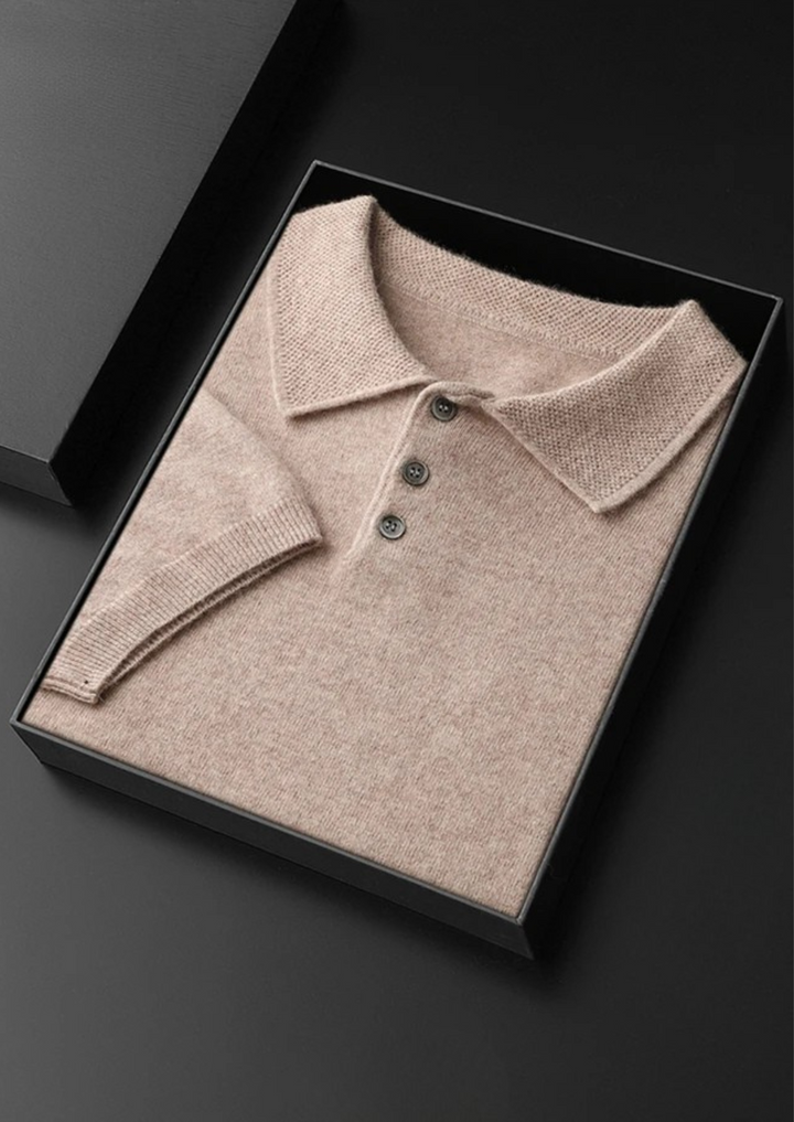 100% CASHMERE CLASSIC POLO SHIRT.