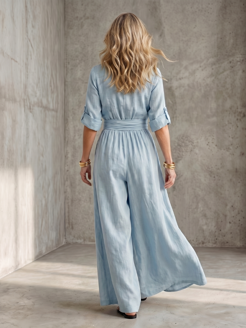 Women's Cross Front Wide Leg Jumpsuit - Elegant & Comfortable