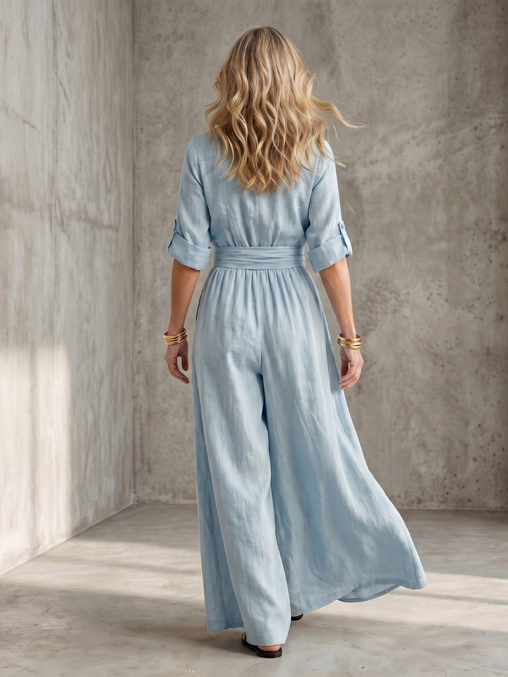 Women's Cross Front Wide Leg Jumpsuit - Elegant & Comfortable