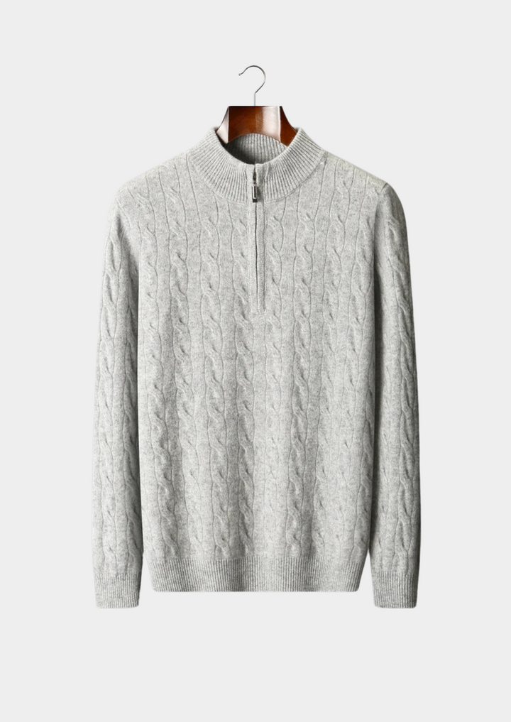 Emma & Rose wool cable knit half-zip sweater — premium knitwear