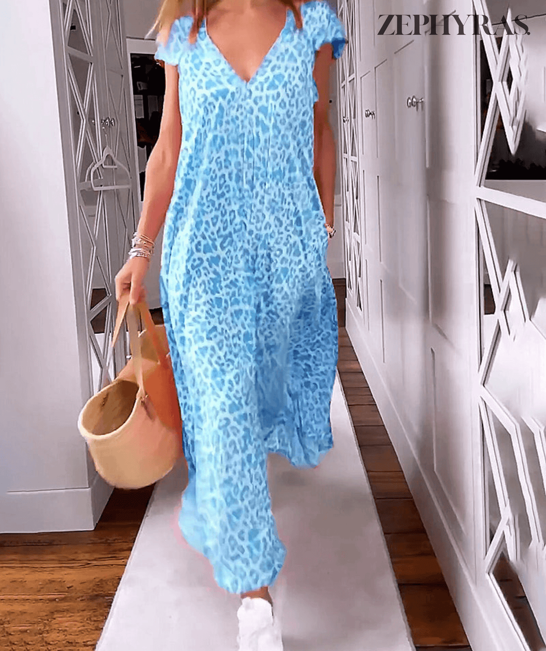 Summer V-Neck Printed Dress - Elena Harper