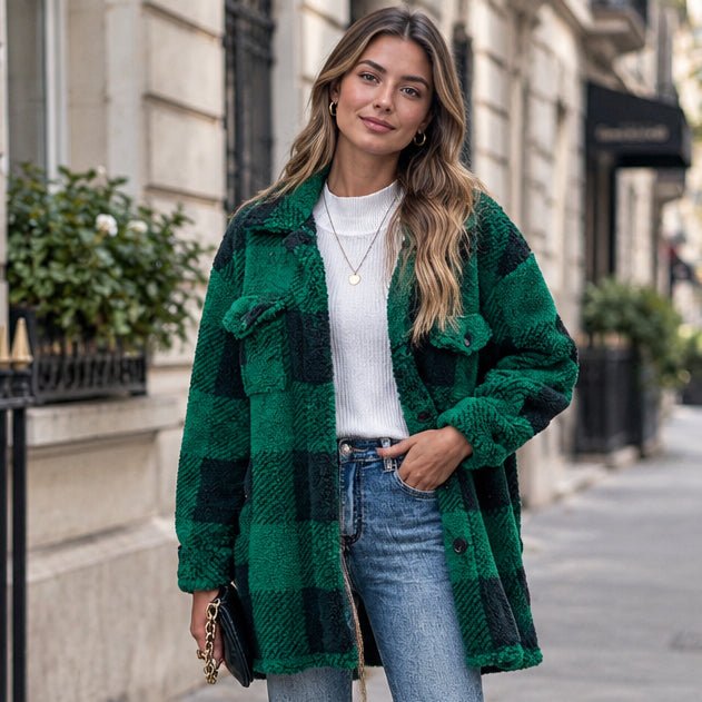 Ladies Checked Shirt Jacket - Casual Overshirt with Check Print