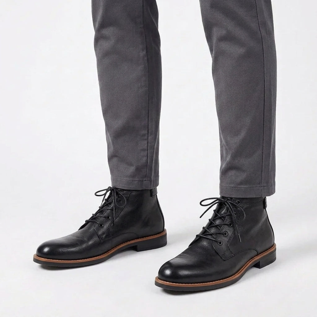 Cushioned Lace-Up Ankle Boots For Men